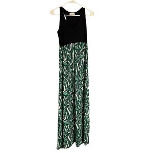 Black and Green Sleeveless Maxi Dress by Thyme and Honey